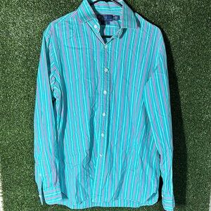 Polo by Ralph Lauren Blue and Pink Casual Button Down Shirt